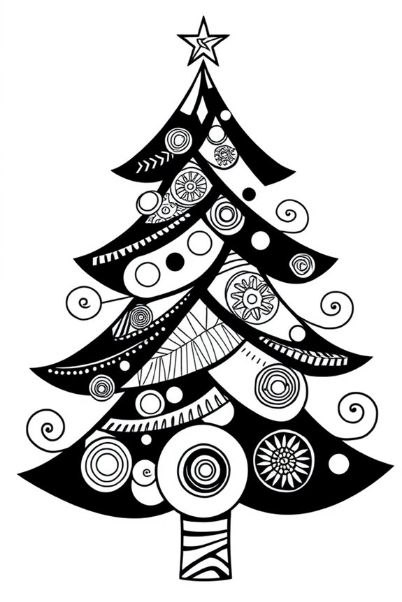 abstrakter Weihnachtsbaum zum Ausmalen