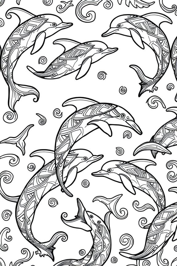 abstrakte Delfin Ausmalbild