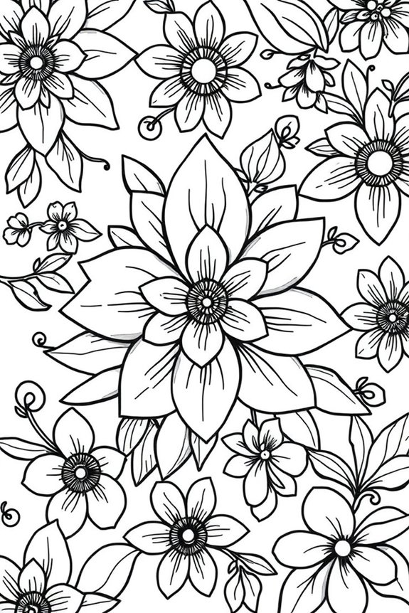 abstraktes Blumenmuster zum Ausmalen
