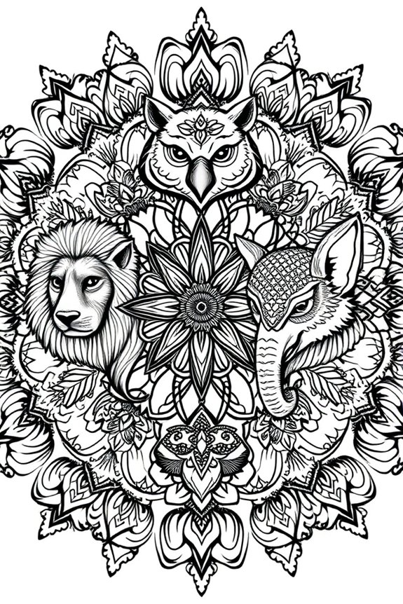 Tiergesicht Mandala Ausmalbild