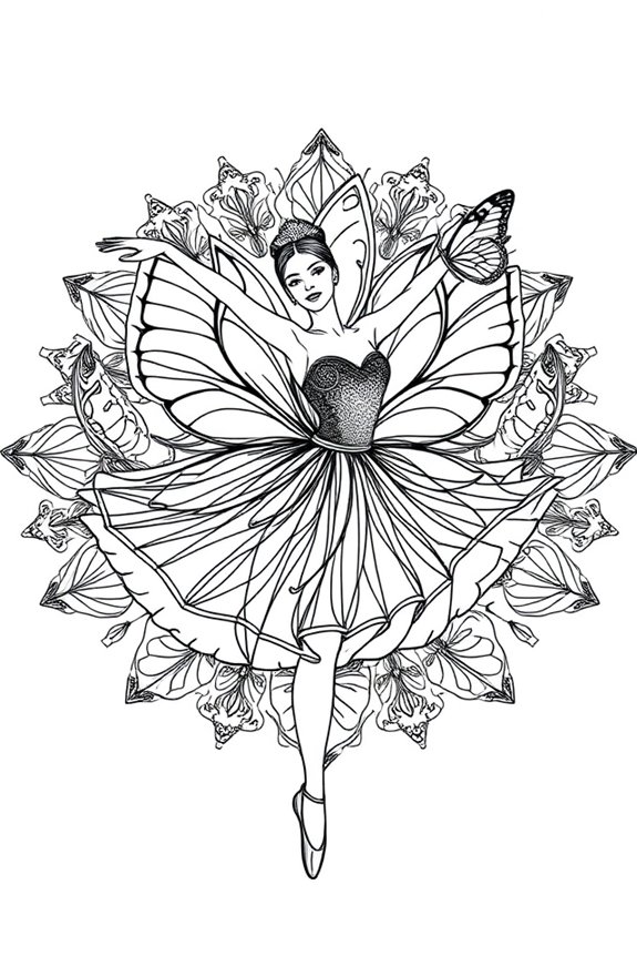 Ballett Schmetterling Mandala Ausmalen