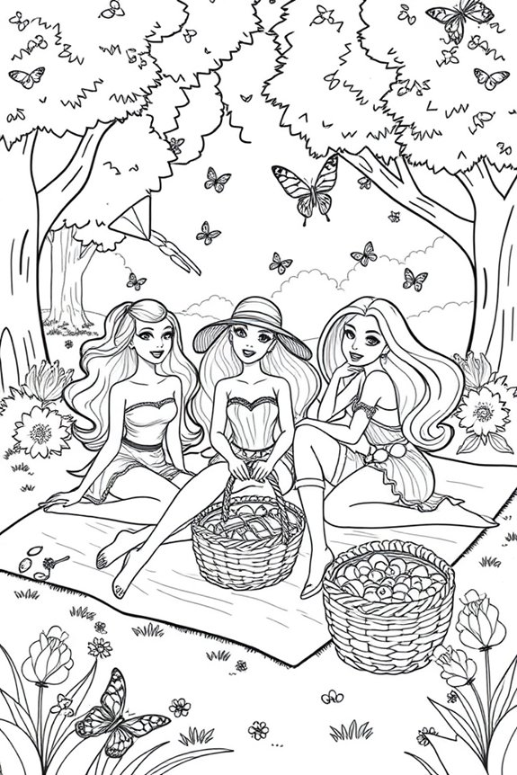 Barbie-Picknick-Malvorlage