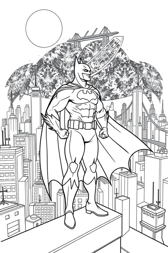 Batman Stadt Silhouette Ausmalbild
