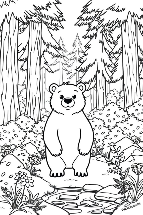 Bär im Wald Ausmalbild