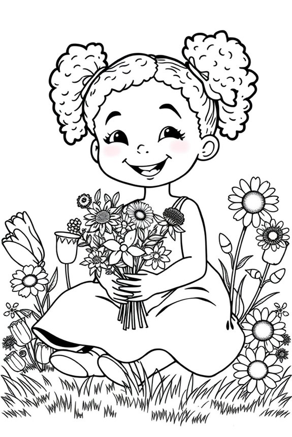 schwarzhaariges Mädchen färbt Blumen ein