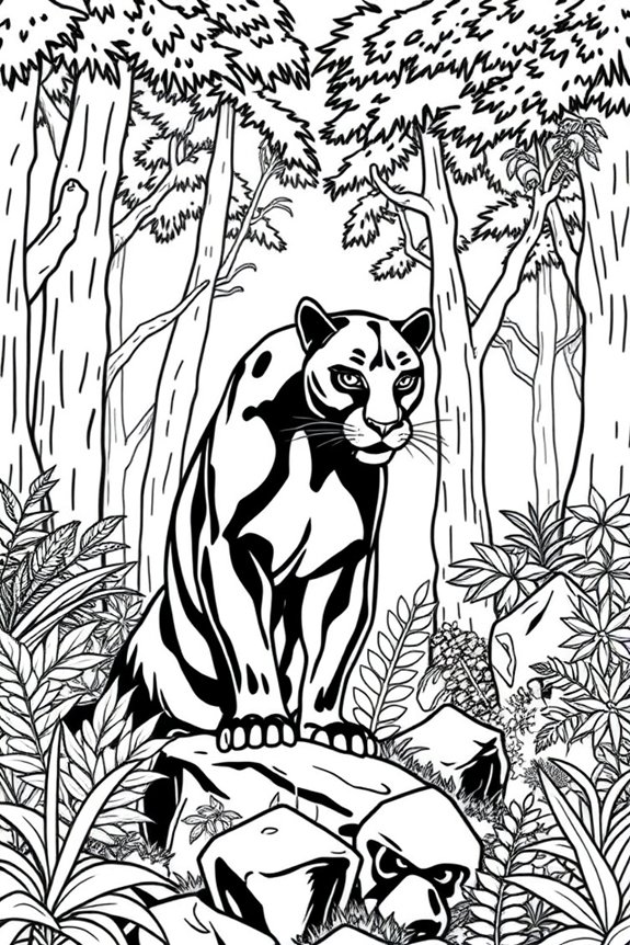 Schwarzer Panther Wald Ausmalbild