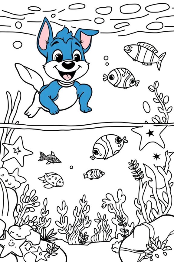 Bluey Unterwasser Ausmalbild