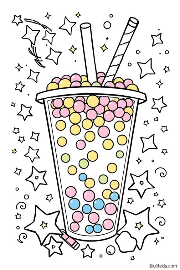 Boba und Sterne Ausmalseite