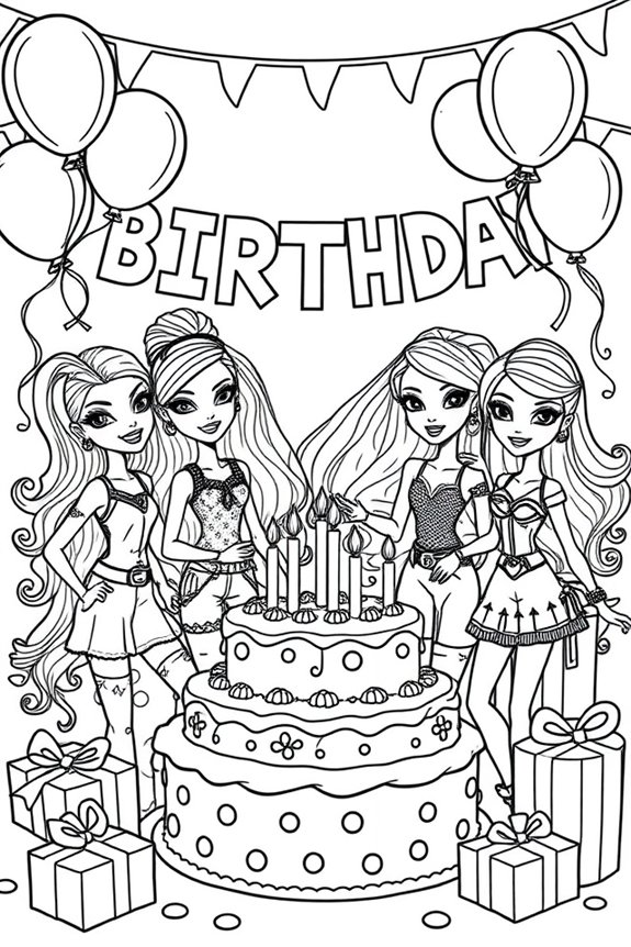 Bratz Geburtstagsparty Ausmalbild