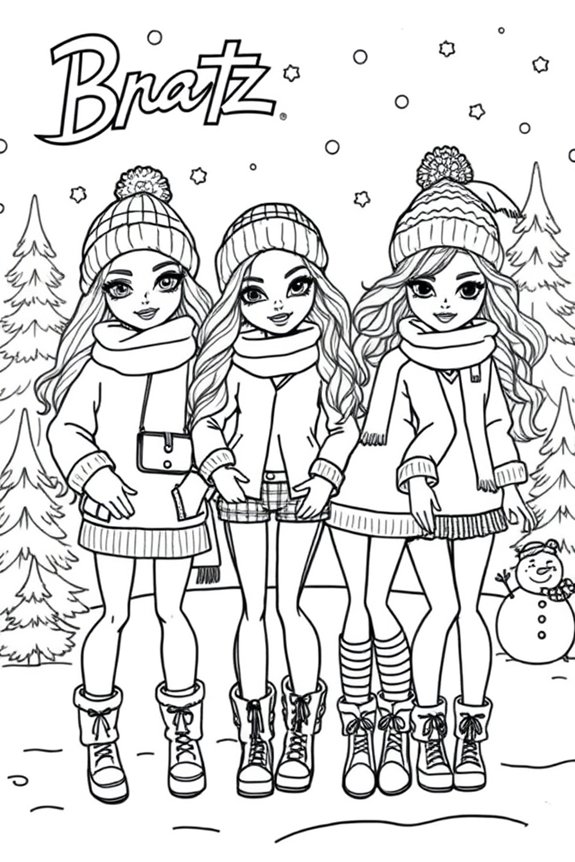 Bratz Winteroutfits Ausmalbild