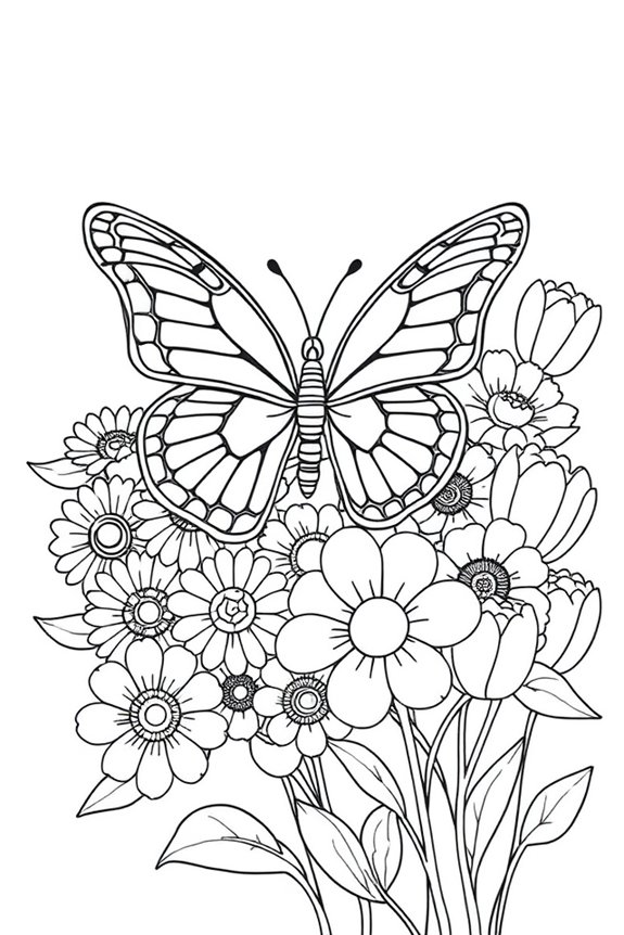 Schmetterling und Blumen Ausmalbild