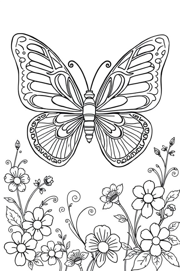 Schmetterling thematische Ausmalvorlage