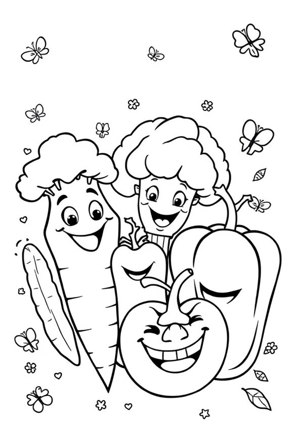 Cartoon Gemüse Ausmalbild
