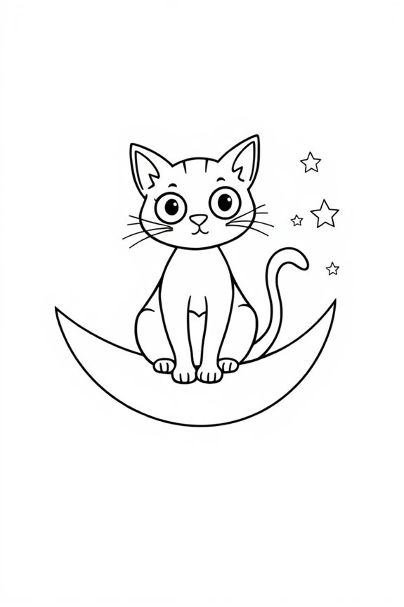 Katze und Mond Ausmalbild