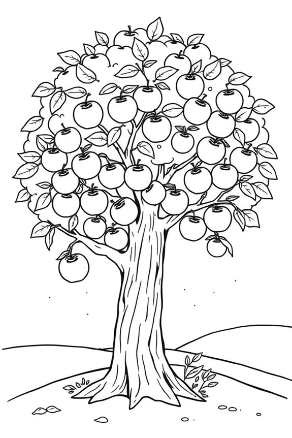 Charmante Apfelbaum-Ausmalvorlage