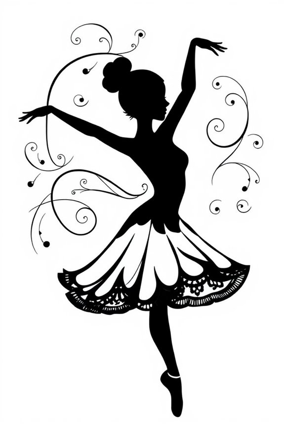 charmante Ballerina-Silhouette zum Ausmalen