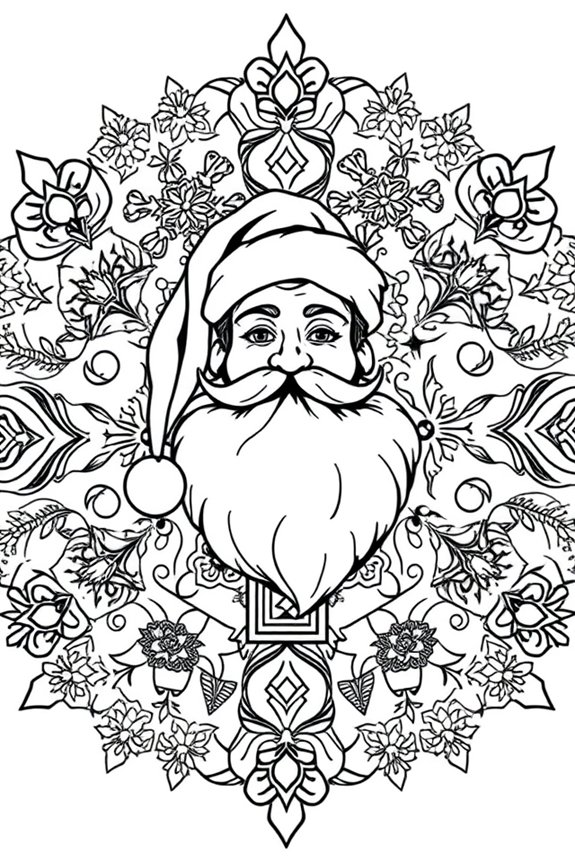 Charmanter Weihnachtsmann Mandala Ausmalbild