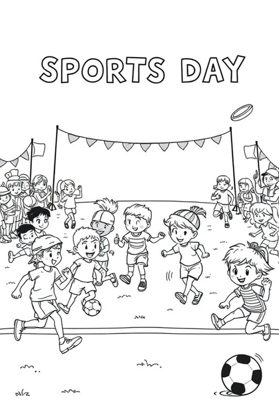 fröhliche Sporttag-Malvorlage