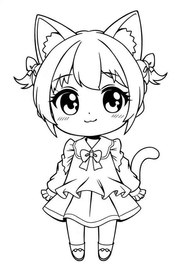 Chibi Anime Mädchen Ausmalseite