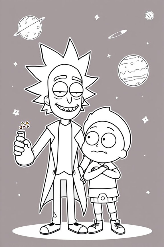 Chibi Rick und Morty Ausmalbild