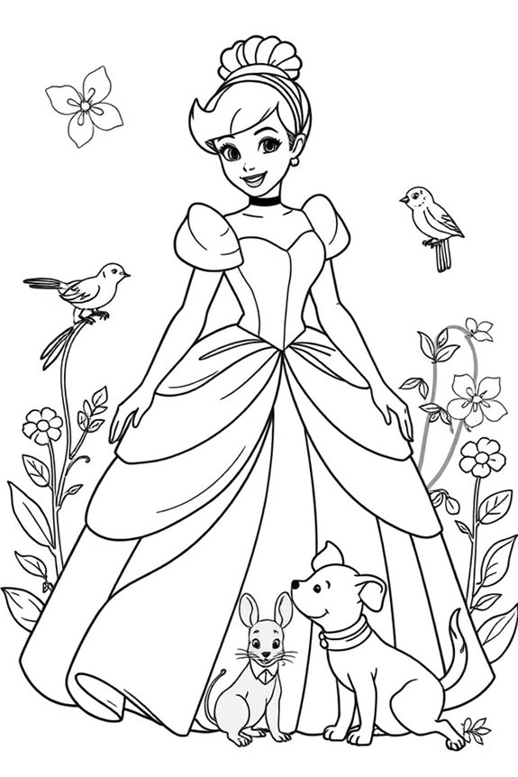Cinderella Ausmalbild herunterladen