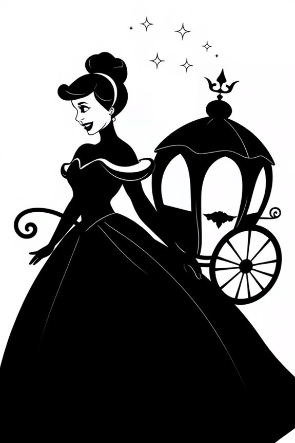Aschenputtel Silhouette Ausmalbild