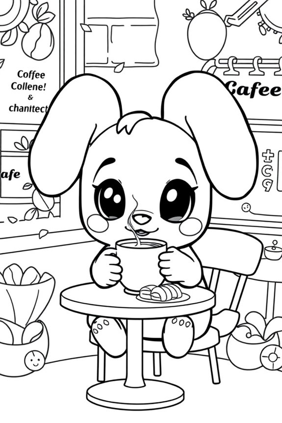 Cinnamoroll Kaffee Ausmalbild