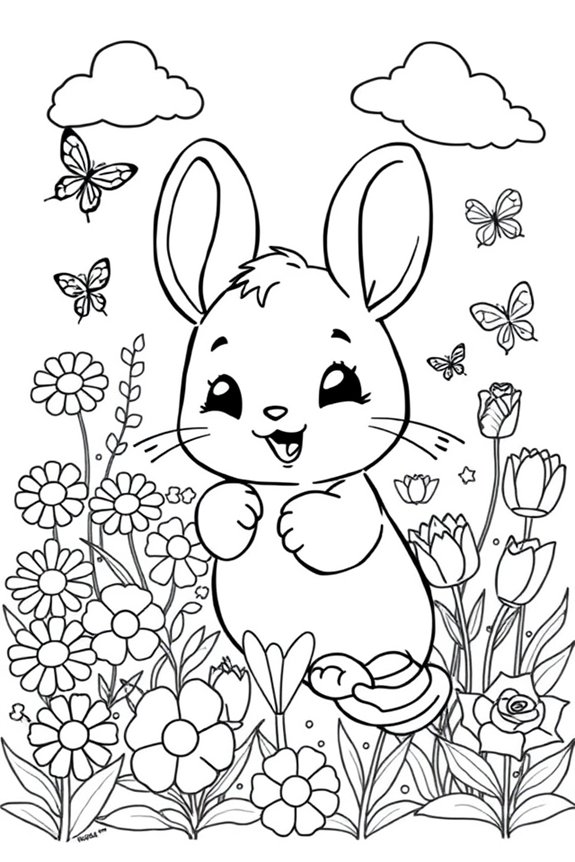 Cinnamoroll Blumen Garten Ausmalbild