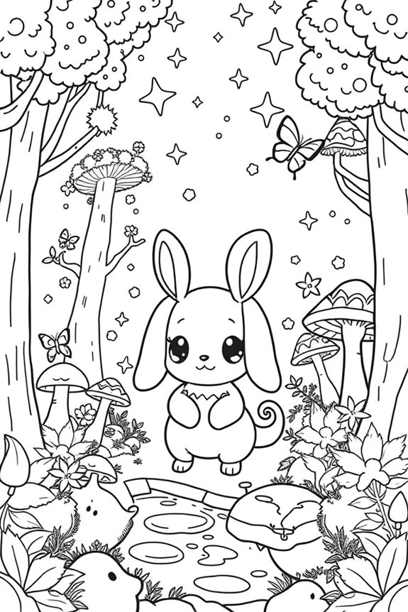 Cinnamoroll magischer Wald Ausmalbild