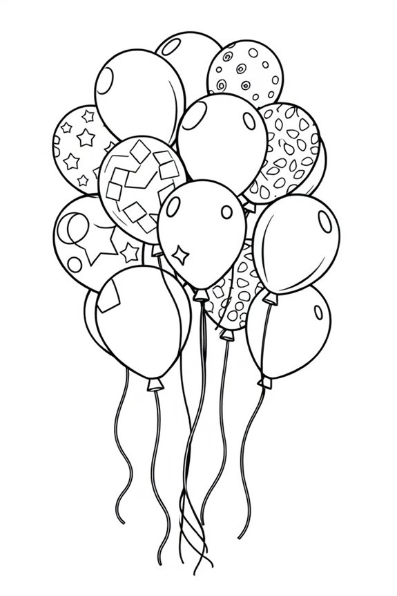 bunter Geburtstagsballon zum Ausmalen