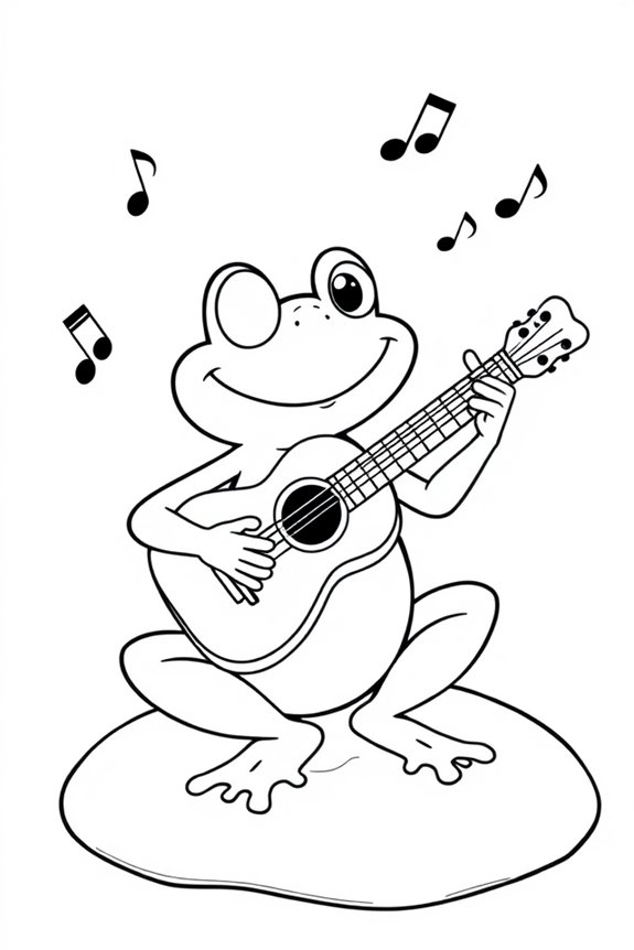 bunter Cartoon-Frosch Gitarre