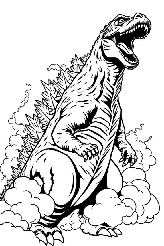 Ausmalbild Godzilla Brüllen