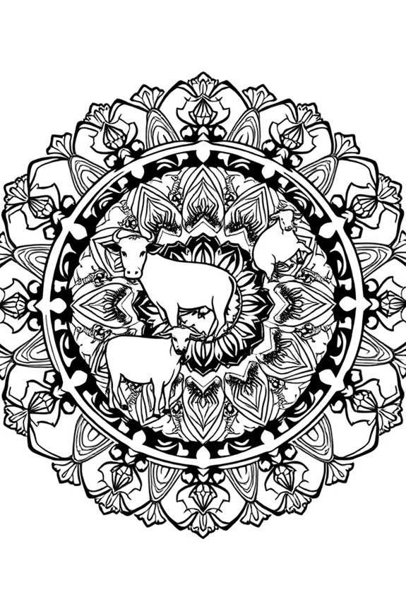 Kuh Mandala Ausmalbild