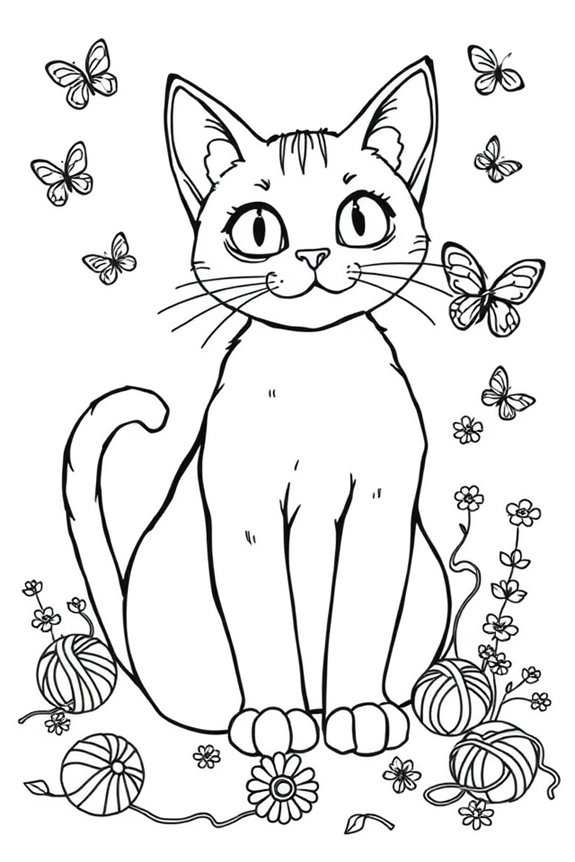 neugierige Katze Ausmalbild