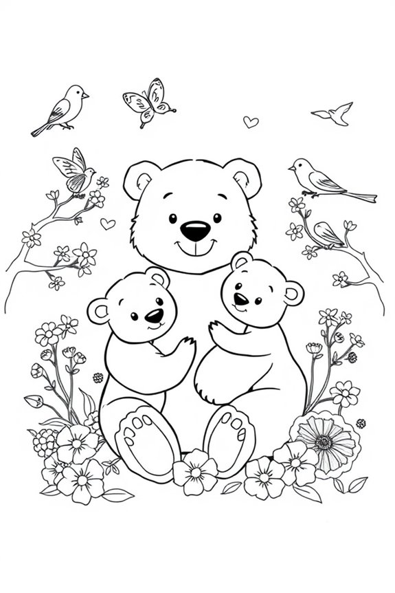 niedliche Tierfamilie zum Ausmalen