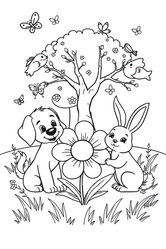 niedliche Tierfreunde Ausmalbild
