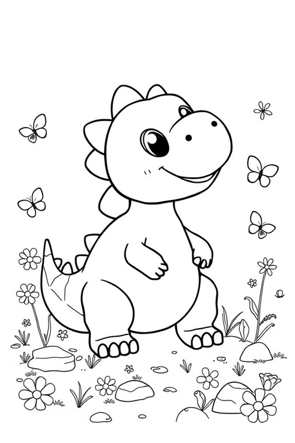 niedliches Baby-Dinosaurier Ausmalbild