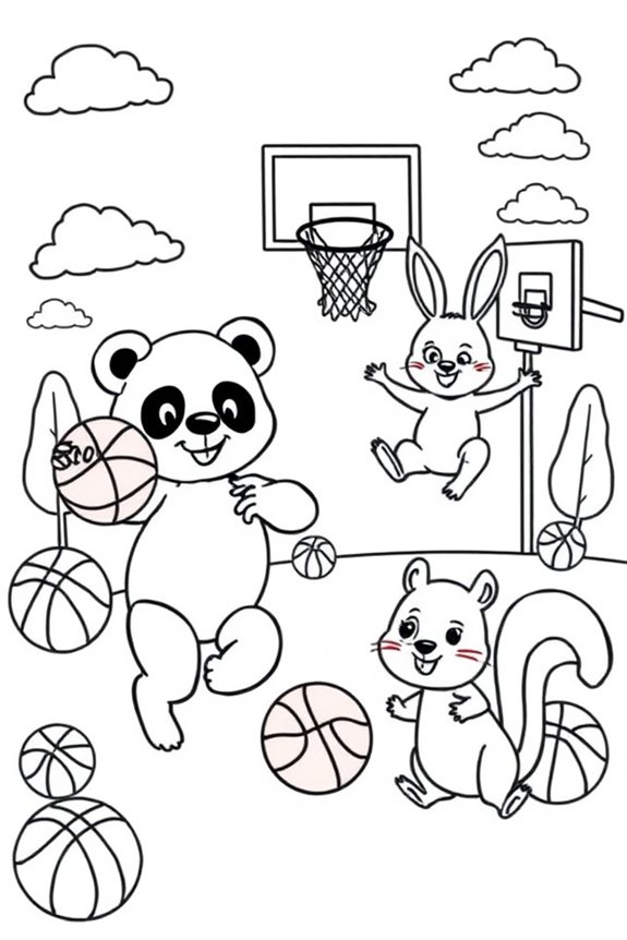 niedliches Basketball-Tier zum Ausmalen