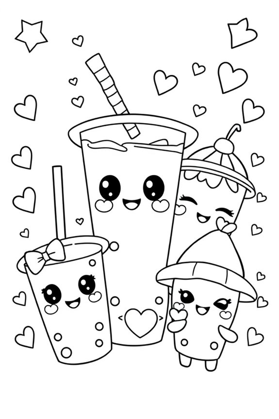 niedliche Boba-Freunde Ausmalbild
