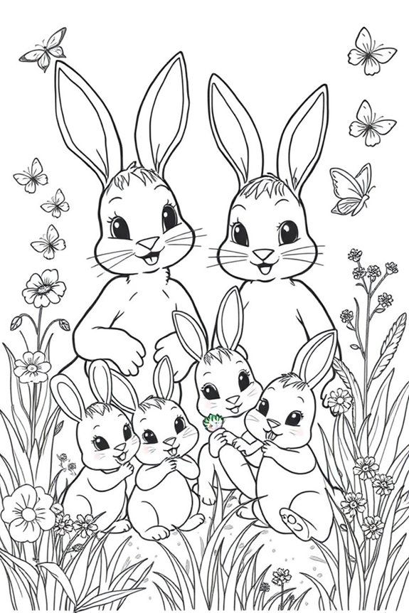 süße Hasenfamilie zum Ausmalen