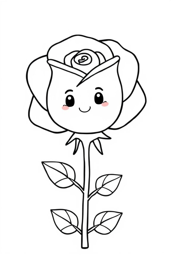 niedliche Cartoon-Rose zum Ausmalen