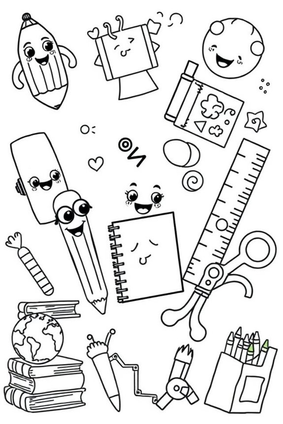 süße cartoon schule ausmalen