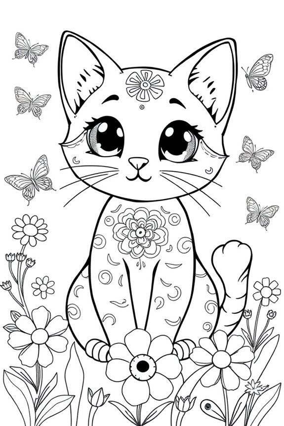 niedliche Katze Anime Ausmalbild