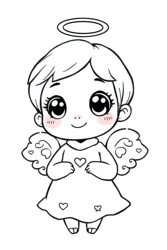 niedlicher Chibi-Engel zum Ausmalen