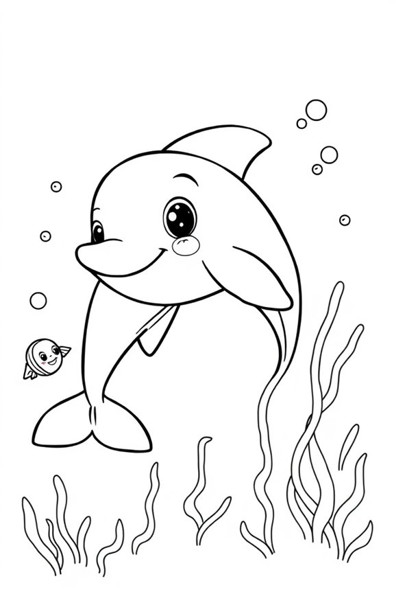 niedliche Delfin-Ausmalbild