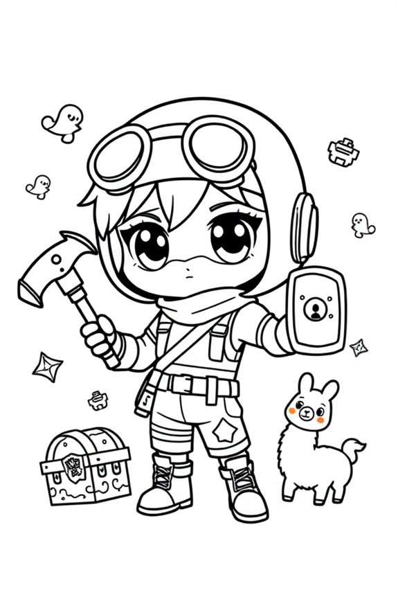 niedliche Fortnite Chibi Ausmalbild