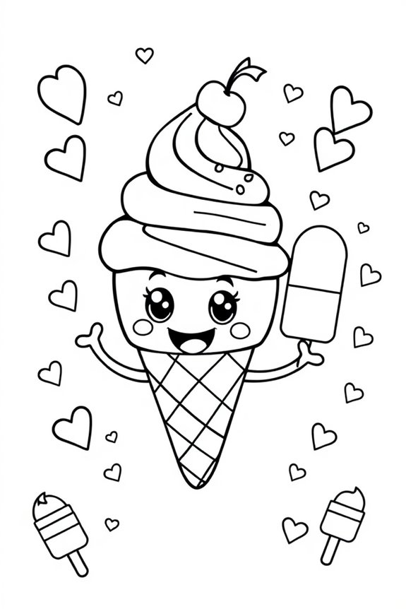 niedliche Eiscreme Ausmalbild