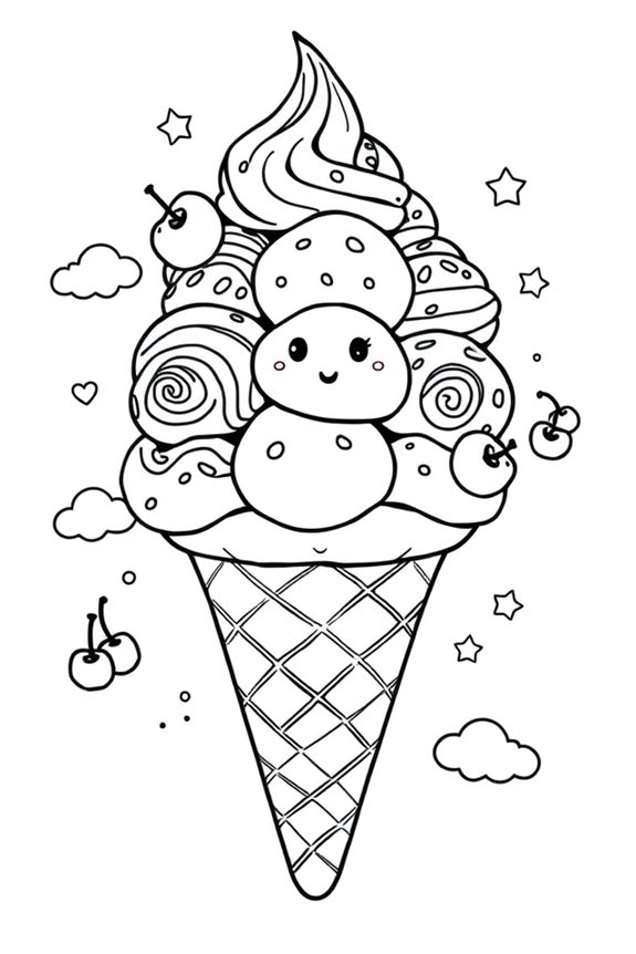 niedliche Eiscreme Ausmalbild