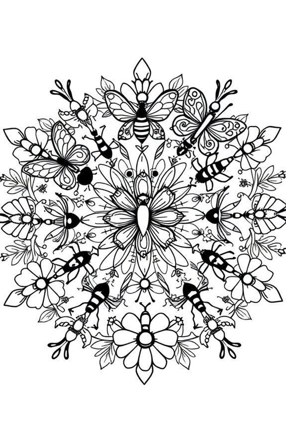 niedliches Insekten-Mandala Ausmalbild
