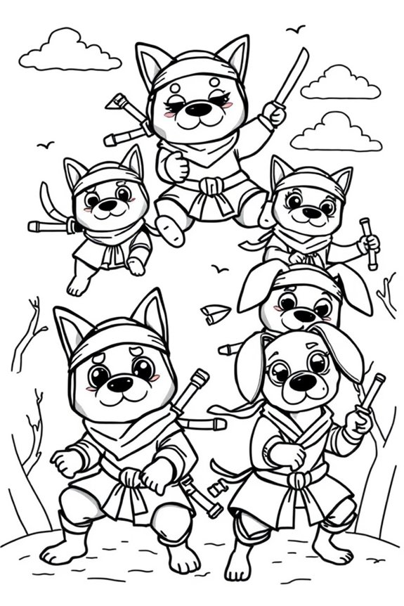 niedlicher Ninja-Hund Ausmalbild